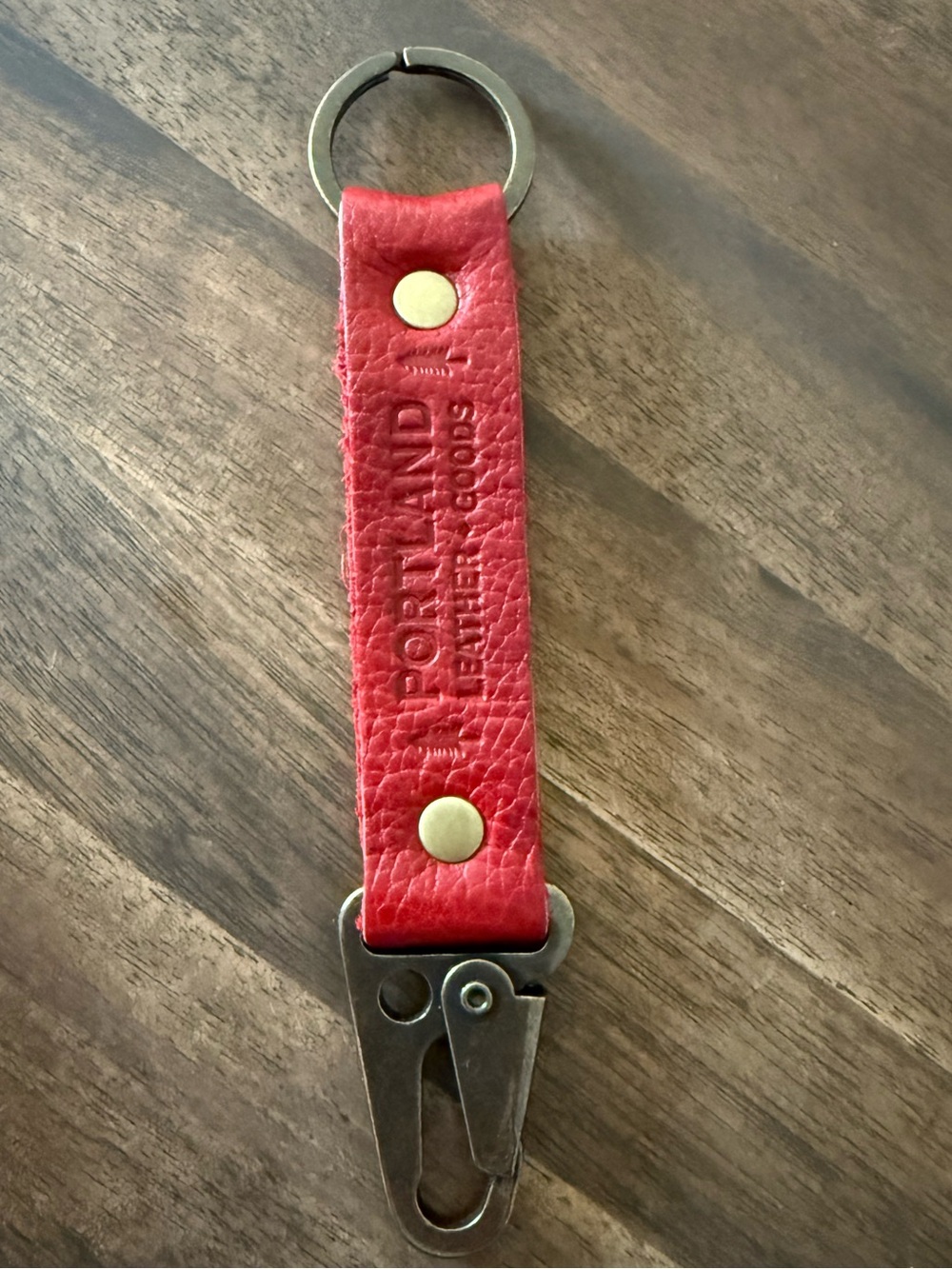 Portland Leather Red Leather Key Strap with Metal Clip